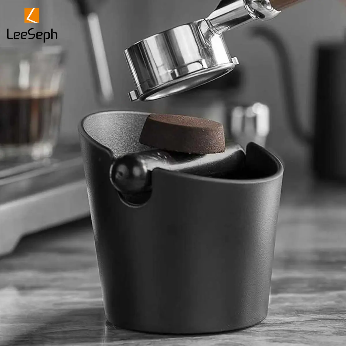 Leeseph Coffee Knock Box, Shock-Absorbent Espresso Knock Box for Barista Coffee Grind, Anti-Slip Espresso Dump Bin, Coffee Accessories, Coffee Making Tool, Coffee Equipment