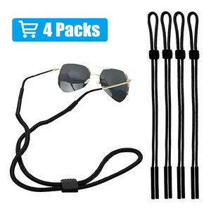 Dazone 4PCS Black Glasses Strap, Sports Sunglasses & Eyeglasses Holder Straps for Men Women