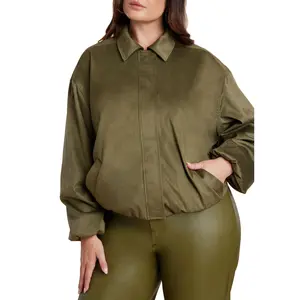 ELOQUII Women's Plus Size Faux Suede Bomber Jacket