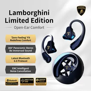 Lamborghini Official Wireless Earbuds | Sport Ear Hook Audifonos Bluetooth 6.0 Headphones | Deep Bass, Low Power Use | Comfortable for Running, Gym & Daily Calls Earphones, Electronic Audio Headset Valentine’s Day Gifts