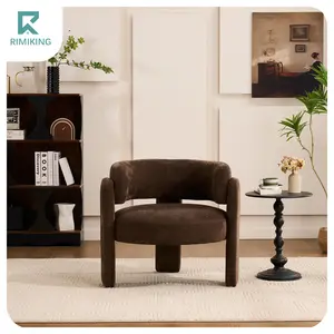 RIMIKING, High-Comfort Barrel Accent Chair with Plush Foam Cushion, Wrapped Curved Back, Reinforced Legs, and Effortless Flat-Pack Setup