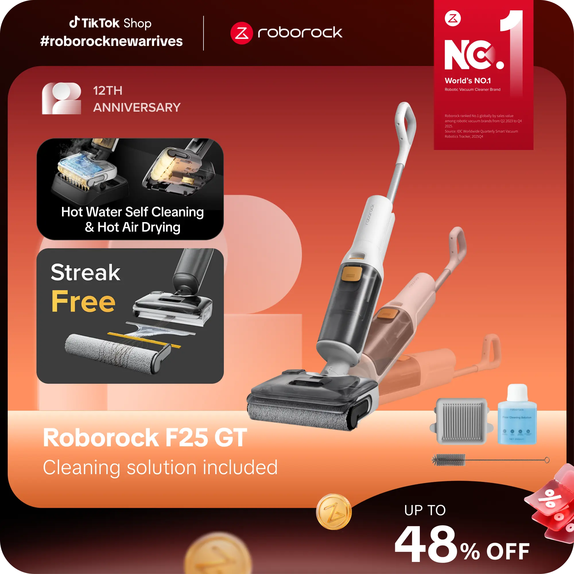 [SaleLink] Roborock F25 Series GT Wet Dry Vacuum Cleaner, Hot Air Drying & High temperature Self Cleaning, with 20000Pa, Edge Cleaning, Wet Mop Cleaner for Hard Floor, Cordless, Lightweight -Household Appliances #roborocknewarrives #tiktokshopbacktoschool