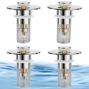 2 Pack Bathroom Sink Stopper for 1.06-1.50in, Universal Drain Filter with Hair Strainer, Universal Bathroom Sink Drain Pop Up Stopper for US Stainless Steel Floor Drain Filter