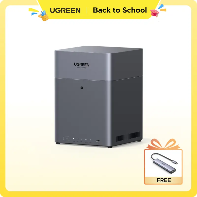 UGREEN NAS DH4300 Plus 4-Bay Desktop NASync, Support Capacity 128TB (Diskless), Remote Access, AI Photo Album, Beginner Friendly, 8GB LPDDR4X RAM, 2.5GbE, 4K HDMI, Network Attached Storage (Diskless),Summer Sale tiktokshopbacktoschool