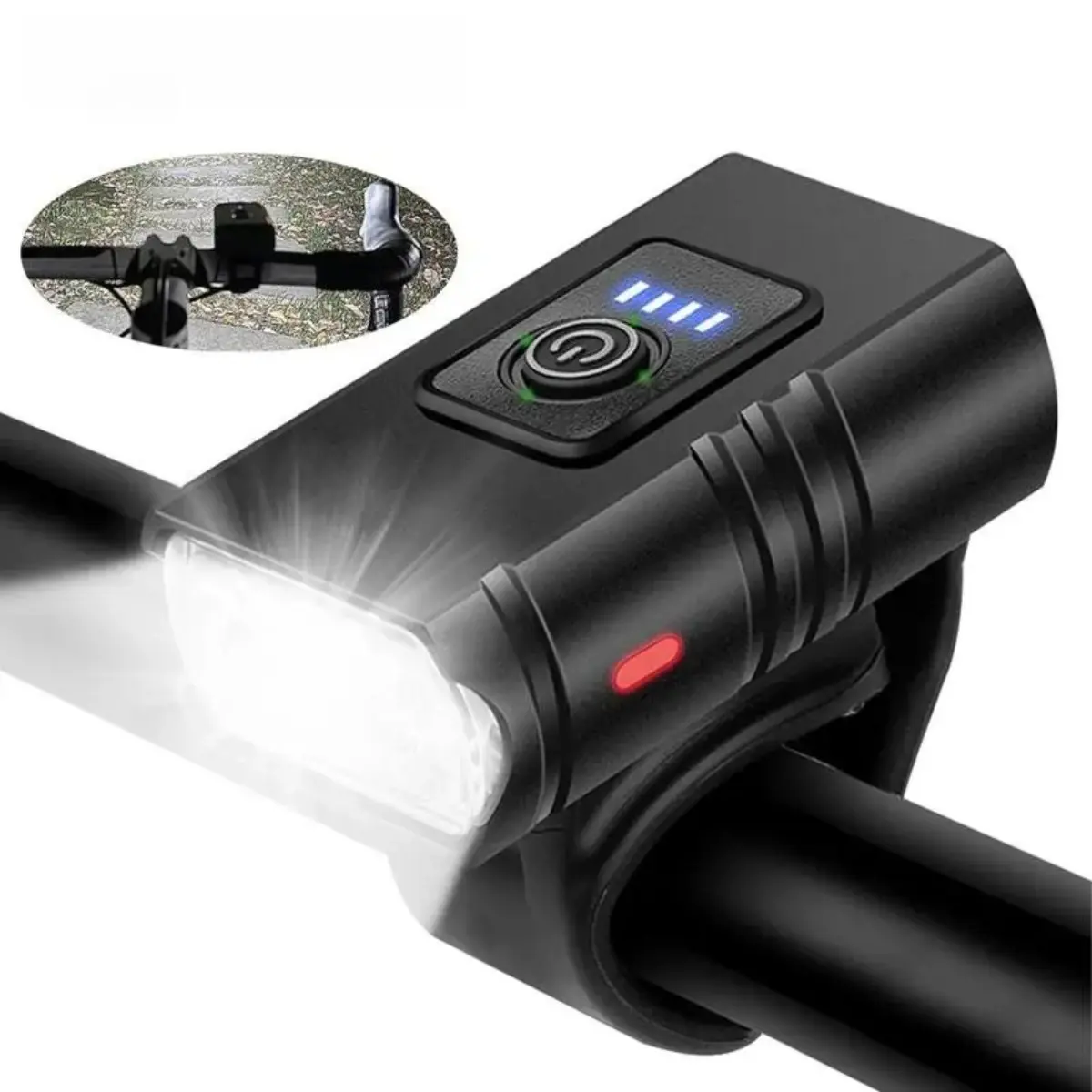 Super Bright Bicycle Headlight with Dual T6 LED and 6 Modes, ABS Type-C Rechargeable Front Light for MTB, Road Bikes & Outdoor Sport, Bicycle Lights, Universal Bike Light