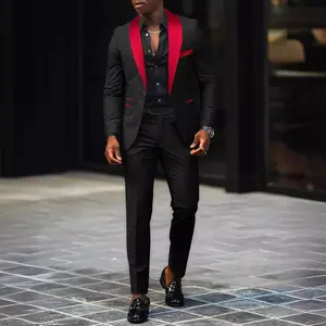 European and American men's business casual suit set, men's wedding groom party performance, slim-fitting suit two-piece set Menswear Formal Fitted Elegant Classic Trouser Fabric Overall Smooth Straight Long Sleeve Workwear Wetsuit Beige Black Plain