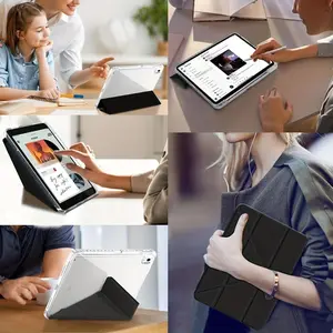 Y-Type High Transparency Foldable Stand iPad Case, Leather Protective Cover, Smart Sleep, Anti-Drop, Scratch-Resistant, Pen Slot Included