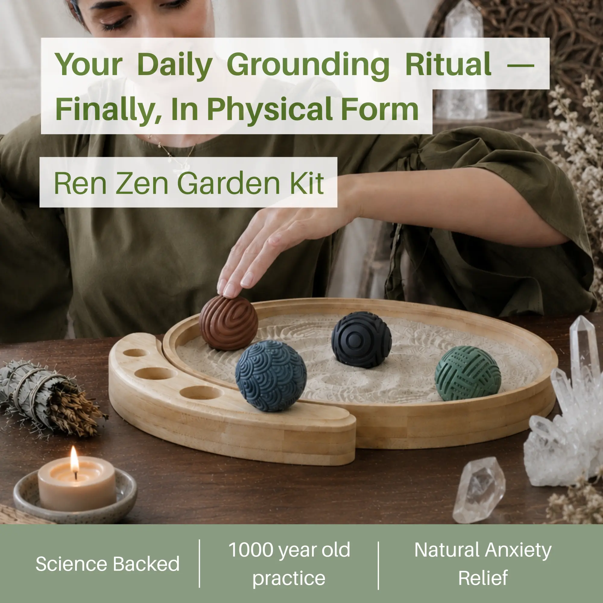 Enso Sensory Zen Garden Kit – Grounding Ritual Tool for Nervous System Healing | Ancient Zen Practice for Mindfulness, Spiritual Wellness & Intentional Living