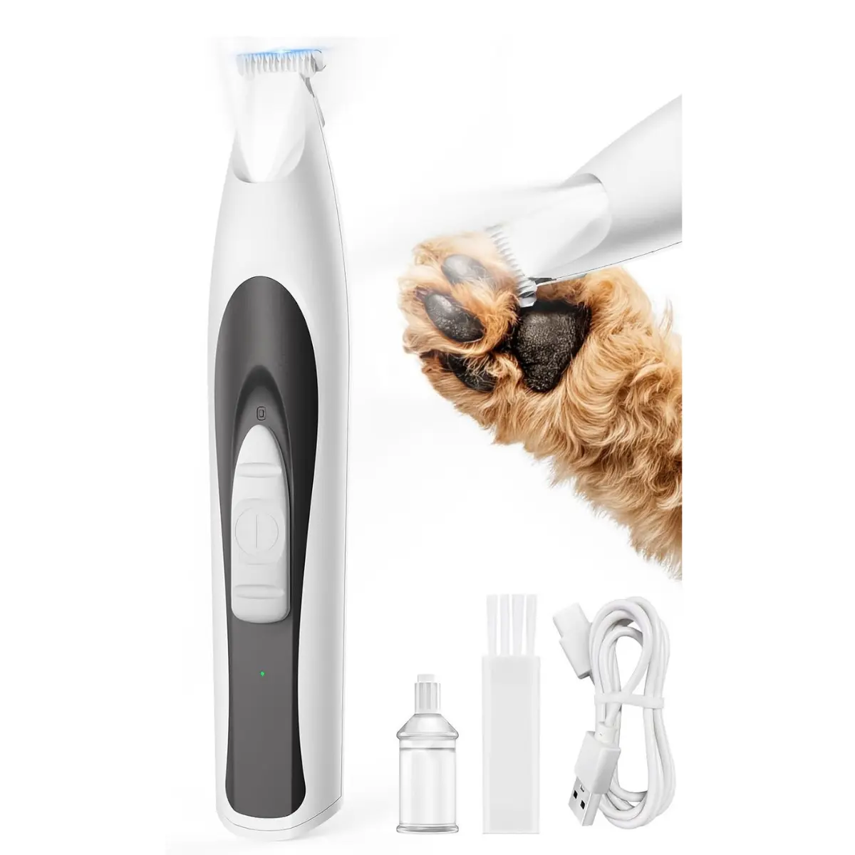 Low-Noise Dog Paw Trimmer with LED Light, Paw Trimmer for Dogs &Cats 0.8inch/20mm Wide Blade, 35dB Cordless Electric Pet Paw Grooming Clippers for Paws, Ears, Face, Rump