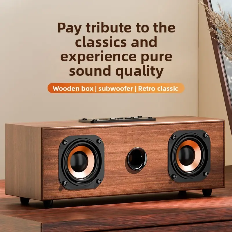 HUICHANG Retro Classic Wireless Wooden Bass Speaker, Multi-Function Bluetooth Audio with High Sound Quality, Compatible with Camera, Computers, PC & Laptop, Car, TV & Desktop Use Multifunctional Desktop Speaker Bass Boost Speaker
