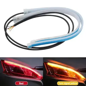 2Pcs 45 - 60cm Universal Auto Headlight Waterproof RGB LED Strip Car DRL Turn Signal Yellow Brake Flow Lights