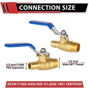 1/2" PEX-A Expansion X 1/2" MNPT Ball Valve, Blue (Lead Free)