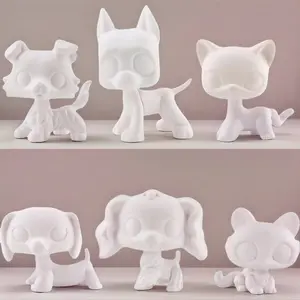 6 Pcs Mini Pet Shop White Mold Blank Bases - Custom DIY Animal Figurine Toys for Dogs, Cats