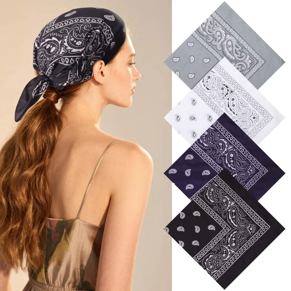 Pack of 4 Multi-Purpose Bandana Headbands, 21.26" x 21.26" Square Head Scarf Handkerchief, Neck Scarf, Face Mask, Wristband, Handbag Decoration for Men & Women