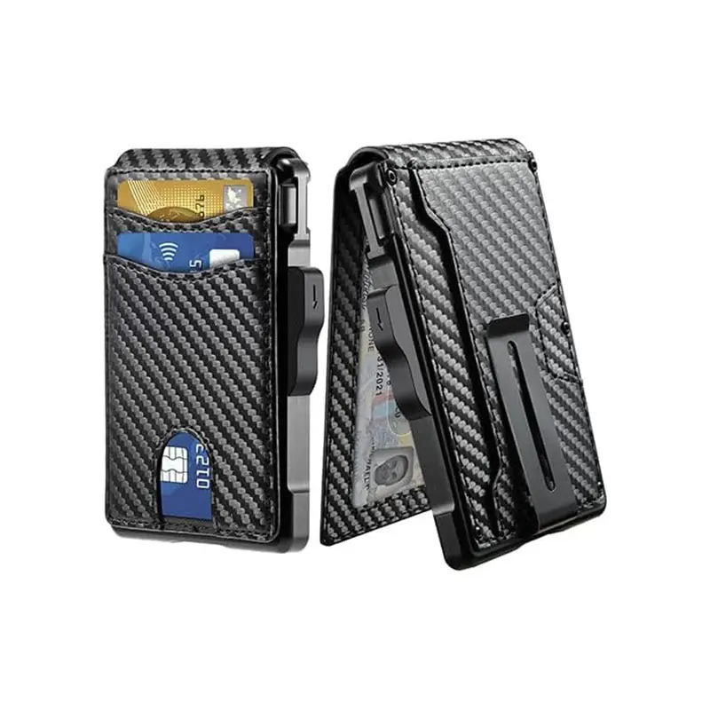 Cartera Slim RFID con Clip para Dinero – Fibra de Carbono
