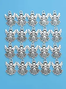 20pcs Silver Color Angel Charms, Love Heart Charm, Butterfly Charms, Fairy Charm Pendants for Bracelet Jewelry Making, DIY Handmade Craft Accessories, Keychain Supplies