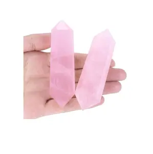 YATOJUZI 3.5" Rose Quartz Healing Crystals Wand Natural Crystals and Healing Stones Large Hexagonal Rose Quartz Crystal Points for Meditation Divination Reiki Energy Balancing 1PCS