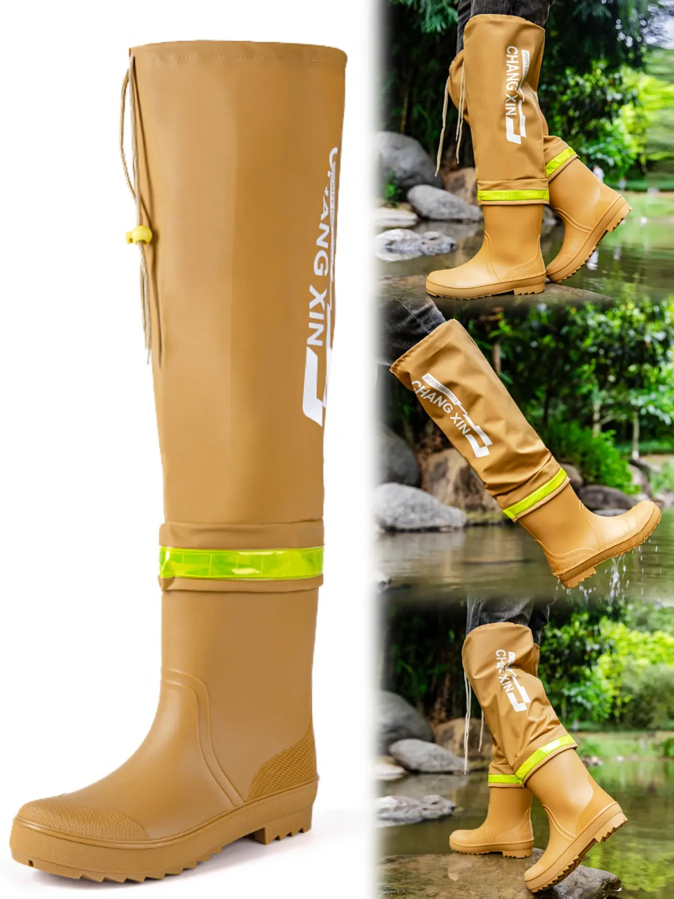 Men's High-Top Rubber Boots, Mud Boots, Simple Fashion Design, Slip-On Style, Ideal for Outdoor Gardening & Fishing, Durable Comfortable Wear, Waterproof Rain Boots