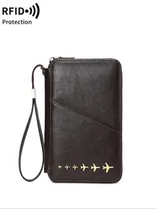 Passport Holder with RFID Blocking, Multi-functional Travel Document Holder, Zipper Long Passport Wallet, Travel Document Storage Bag