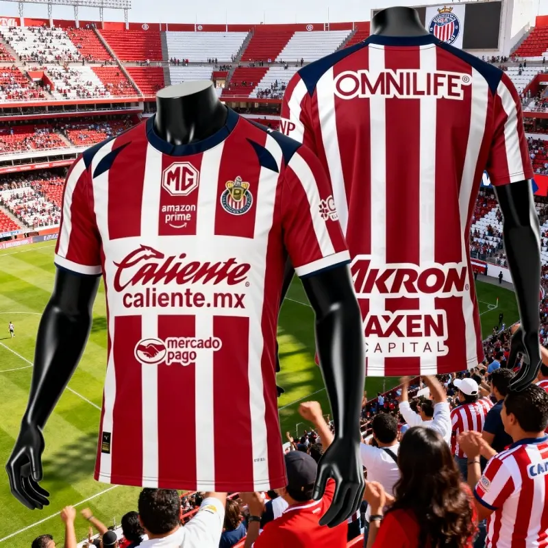 2526 Chivas CD Guadalajara Home Away Jersey Vintage Mexico Red and White Blue Stripe Short Sleeve Long Sleeve Top Football Jersey LIGAMX
