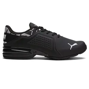 PUMA Mens Viz Runner Repeat Wide Running Sneakers Shoes - Black