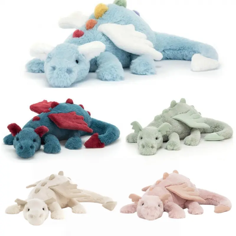 Fluffy Soft Plush Winged Dragon Toy - Unisex Pastels Stuffed Dinosaur Doll, Cuddling Comfort Sleeping Pillow, Baby Shower Gift for Kids, Collectible Stuffed Toy, Character Stuffed Toys