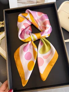 1 Piece Fashion Colorful Pattern Print Imitation Silk Square Scarf Women Hijab Suitable All Seasons Decoration Head Scarf Soft Foulard Bandana Neck Ties