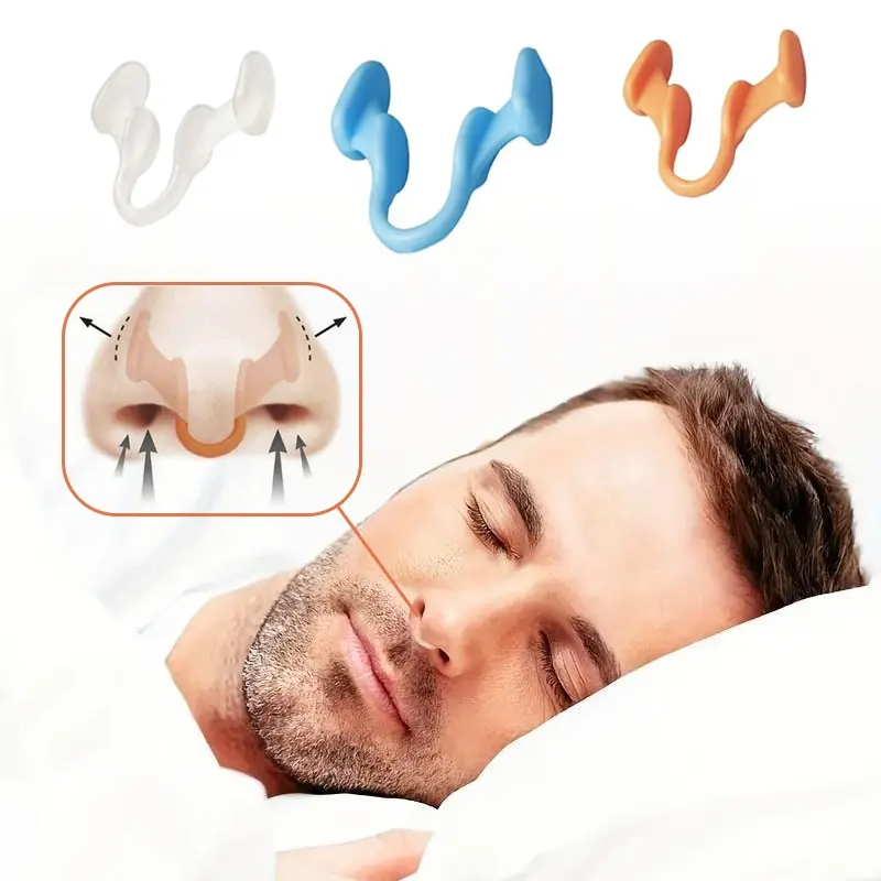 Anti-Snoring Silicone Nasal Clip 3-Piece, TPR High Elastic Lightweight Odorless Soft, U-Shaped & Slit Design, Invisible Wear Nasal Support, Smooth Breathing Prevents Foreign Objects, Relieves Snoring Stuffy Nose Insomnia for Men Women Daily Sleep Use
