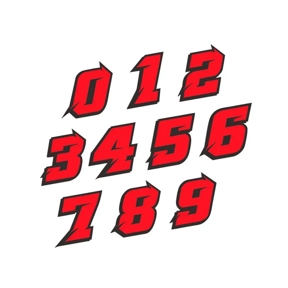 1PC Red Number Motorcycle Stickers Waterproof Motorbike Fuel Tank Electric Scooter Bicycle Decoration Durable Vinyl Decals