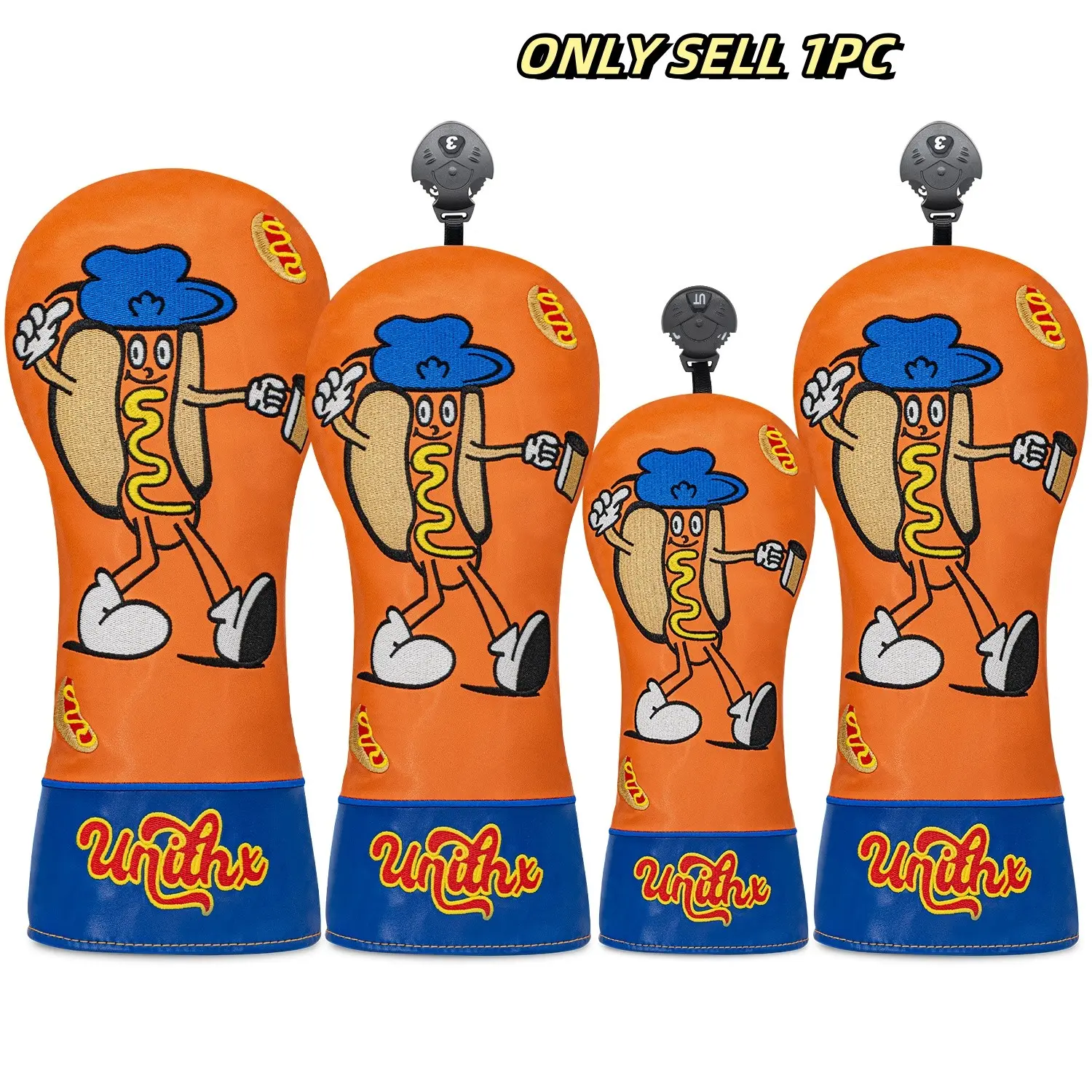 Funny Hot Dog Design Golf Club Headcovers, Fits Drivers & Hybrids, Ideal for Both Men & Women, Essential Golf Accessory, Golf Equipment, Golf Gear