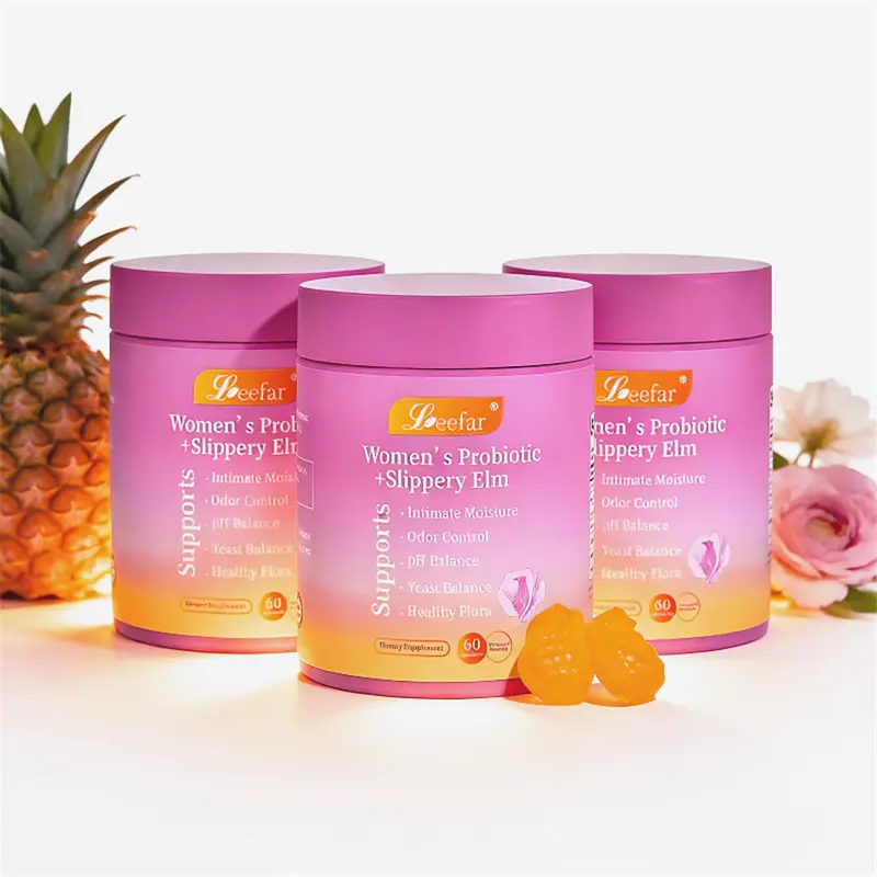 All-in-One Feminine Balance Gummies for Women, Probiotics + Slippery Elm + Prebiotics Support Vaginal Flora, Dryness & Comfort, Hawaiian Pineapple 60 Gummies