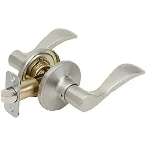 Pamex 212 MAIN Right-Hand Naples Lever Handle Privacy Lockset with Round Rose, Grade 3, Satin Nickel, Door Hardware