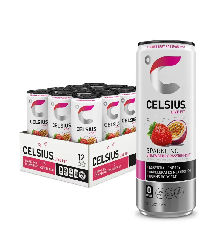 CELSIUS Sparkling Strawberry Passionfruit, Functional Energy Drink 12 fl oz (Pack of 12)