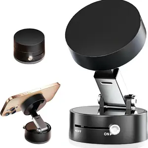 2025 Upgrated Vacuum Suction Magnetic Phone Holder, Retractable Strong Suction Cup Magnetic Hands-Free Car Cellphone Mount Foldable Car Phone Stand for Car/Mirror/Gym(Not Charge Phone) Rotatable
