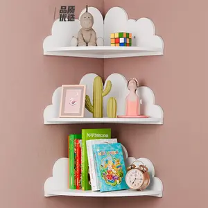 Cloud-Shaped Wall Shelf Model A, Wooden Corner Floating Home Organizer, Space-Saving Storage for Kids’ Nurseries (Toys, Books, No Floor Space Occupied)