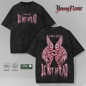 Be Not Afraid Angel Washed Oversized Tee – Luke 2:10 Christian Faith Graphic T-Shirt Vintage Y2K Streetwear Heavyweight Unisex | Religious Gift boys merch Casual men fashion everyday outdoorfun t-shirt gift Crewneck Menswear Tshirt