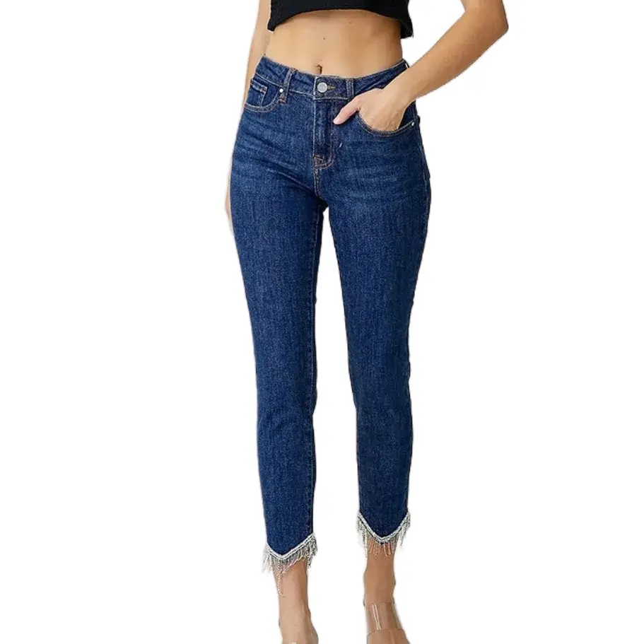 ANDALUSIA Mid Rise Crop Skinny Jeans for Women - Bottom, Womenswear