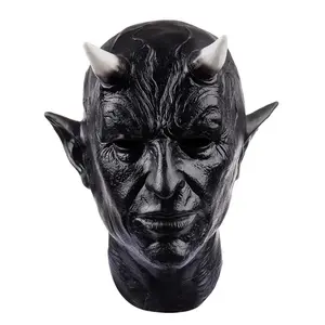 Mephistopheles Demon Horn Mask Cosplay Horror Devil Latex Helmet Halloween Masquerade Carnival Party Costume Props