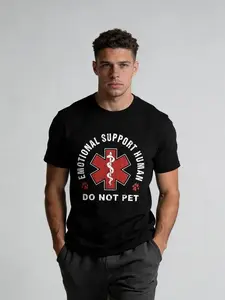 Geeksoutfit Emotional Support Human T Shirt Unisex – Funny Graphic White Cotton Tee Casual Streetwear Gift for Men Women Womenswear Tshirt