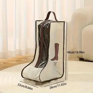 1 Piece Boot Storage Bag, Durable Lightweight Organizer, made of thickened non-woven fabric, dustproof & waterproof, with zipper closure and handle, holds 1 pair of boots, perfect for home shoe cabinet, seasonal storage and travel