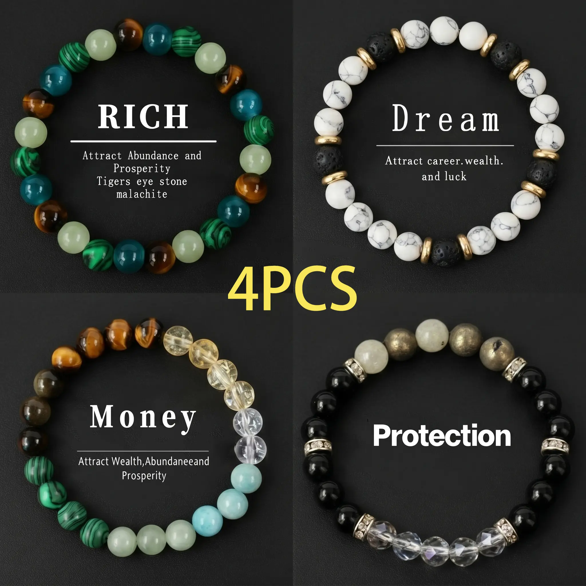 Crystal Bracelets for Women and Men- Money Attraction Bracelet, Luck Bracelets Healing Protection Jewelry for Banquet Party, and Encouragement Gift for Her couple bracelet artificial bracelet Christmas Birthday Jewelry Gifts backtoschool