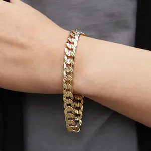 Men's Premium AAA+ Quality Gold Brass 14K Stamped 10mm 9" Bracelet Fashion Cuban Chain Jewelry Accessory