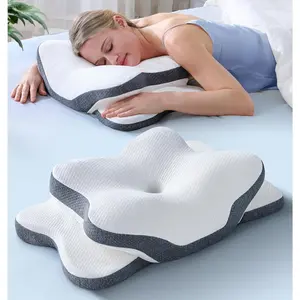 Pain Relief Cervical Neck Pillow for Neck Support, Ergonomic Cooling Side Sleeper Pillow for Sleeping, Odorless Contour Memory Foam Pillows, Orthopedic Bed Pillow for Side Back Stomach Sleeper