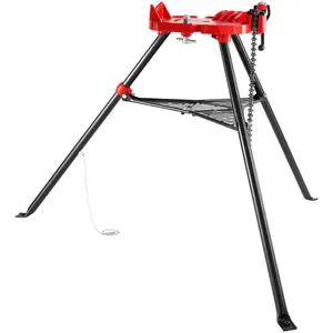6-Inch Tripod Pipe Chain Vise Stand With Steel Legs And Rubber Mounts For Stable Clamping And Hands-Free Operation, Portable Benchtop Mount For Woodworking, Metalworking, Plumbing And DIY Piping Projects