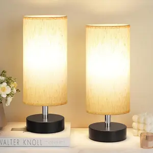 Small Table Lamp for Bedroom Set of 2 - Bedside Lamps for Night Stands, Minimalist Nightstand Light Lamp, Desk Lamps for Reading Room, Kids Room, Living Room, Office, Dorm