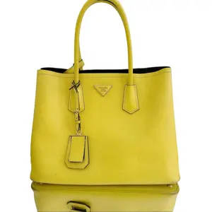 Pre-owned leather Tote Bags Prada Saffiano Cuir Medium Double Tote Bag