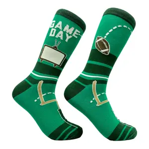 Men's Game Day Socks Funny Football Games Touchdown Footwear Funny Graphic Socks Comfortable Fitted Spandex Cotton