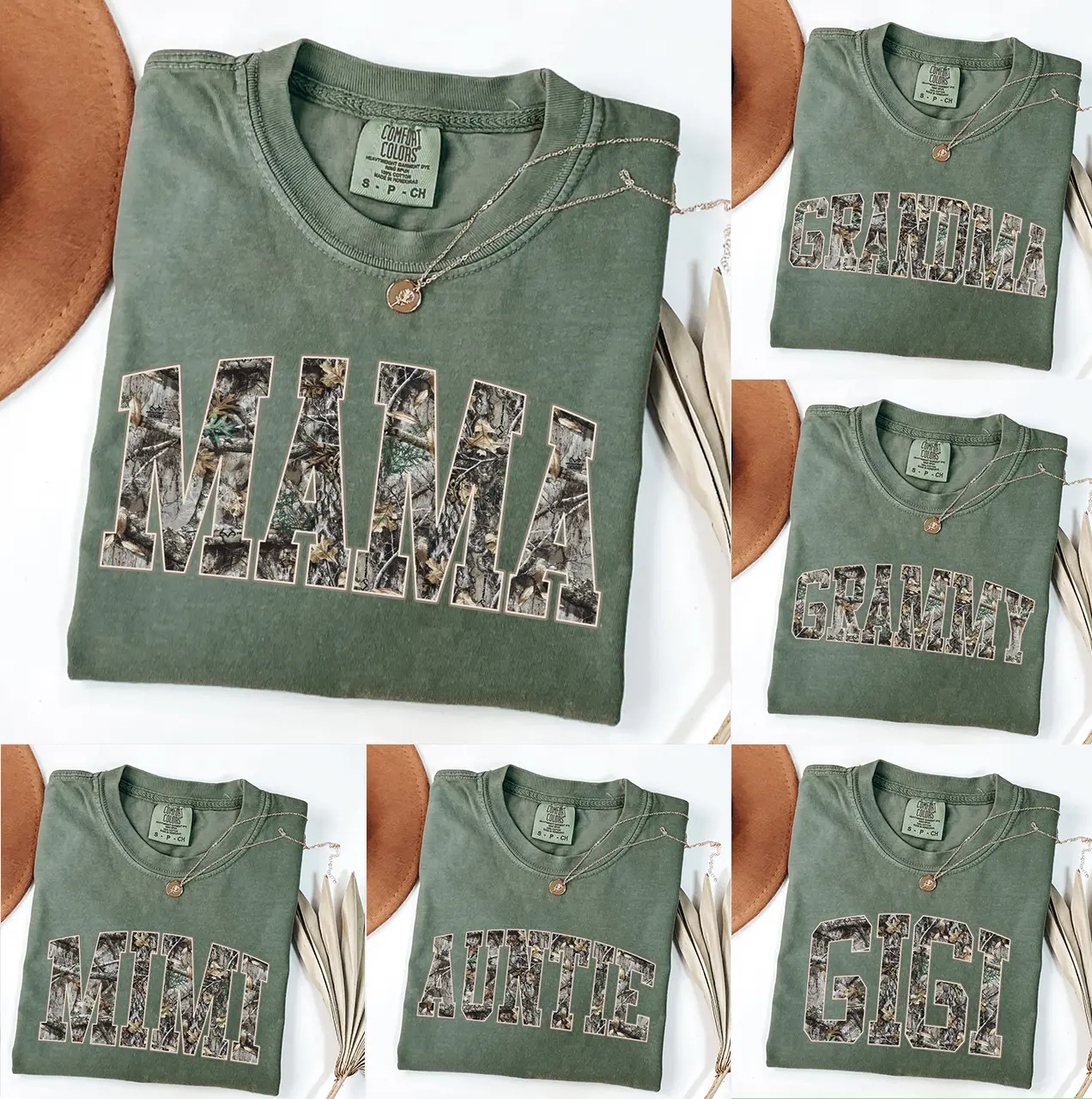 Comfort Colors Custom Mama Moss T-Shirt | Personalized Family Gift |Hunting Mama T-Shirt, Camo Mama Shirt, Mother's Day Gift, Camouflage Mama T-Shirt, Varsity Mama Shirt, Retro Mam Shirt
