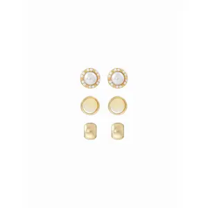 Cider 3 PAIRS FAUX PEARL STUD EARRINGS SET