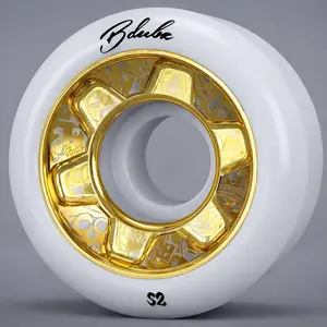 B-dubz High Roller Starcore White/Gold 52mm Street Skateboard Wheels for Performance and Style